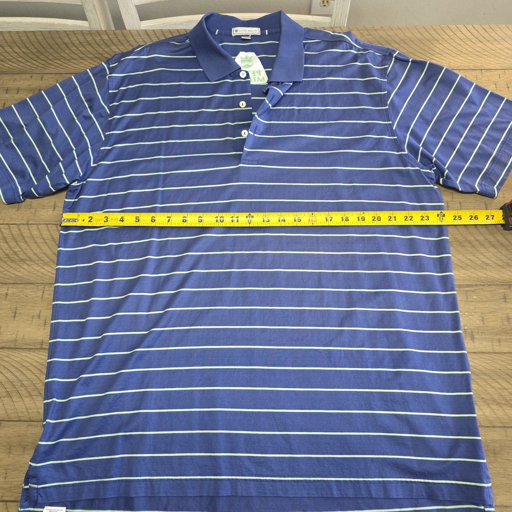 Peter Millar Polo Shirt Mens XL Blue Green Stripes Summer Comfort Performance ^ - Picture 10 of 11